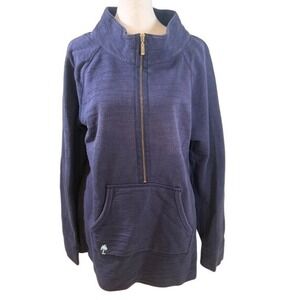 Lilly Pulitzer Quarter Zip Pullover Size L Navy Blue Cotton Palm Tree Logo 33253